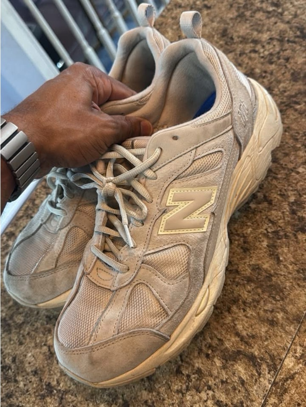 New Balance Men’s Tan Suede & Mesh Sneaker